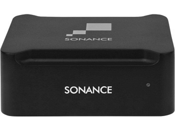 Transmetteur sans fil Sonance SWT, boîtier noir rectangulaire, face avant avec logo "SONANCE" blanc, vue de dessus