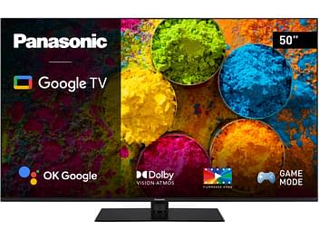Téléviseur Panasonic TX-50MX700E 50 pouces, écran plat, affichant des images colorées de bulles et de formes abstraites