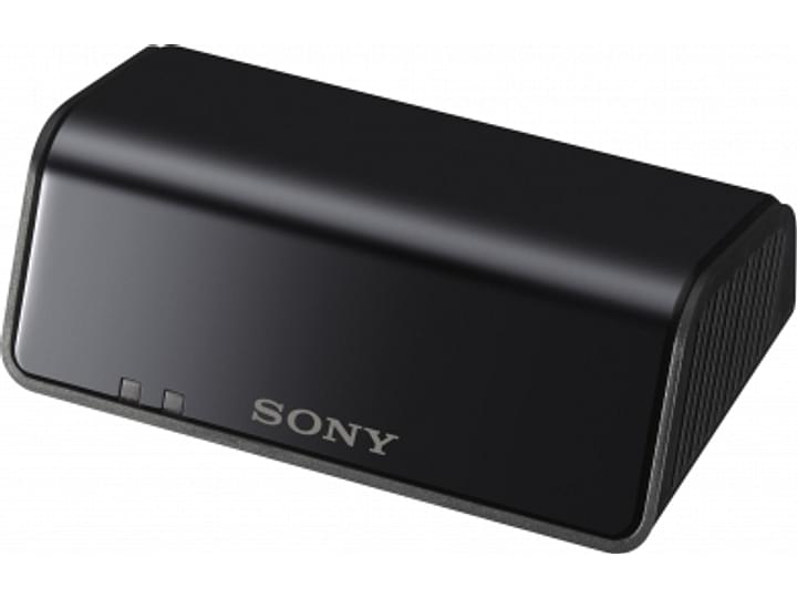 Transmetteur sans fil Sony IFU-WH1 noir, vue de face, forme rectangulaire arrondie, logo Sony blanc sur le dessus